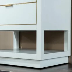 WOODBRIDGE Venice 30"x21"x33" Solid Wood Bath Vanities Side Cabinet In White With Gold Trim And Engineered Stone Composite Vanity Top In Carrara White 3 Pre-Drilled Holes For 8-inch Widespread Faucet. -Woodbridgebath Shop 617faa728b489 thumb 600x600