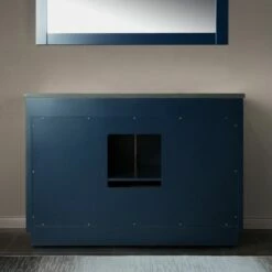 WOODBRIDGE Venice 48"x21"x33" Solid Wood Bath Vanities Side Cabinet In Navy Blue With Gold And Engineered Stone Composite Vanity Top In Dark Gray With 3 Pre-Drilled Holes For 8-inch Widespread Faucet. -Woodbridgebath Shop 618252132b978 thumb 600x600