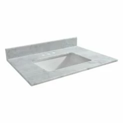 WOODBRIDGE CAVT4322-4 Vanity Top With Under Mount Bowl, 43"x22", Carra White, NATUAL Stone