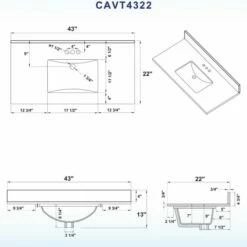 WOODBRIDGE CAVT4322-4 Vanity Top With Under Mount Bowl, 43"x22", Carra White, NATUAL Stone -Woodbridgebath Shop 61bc3d9baeb56 thumb 600x600