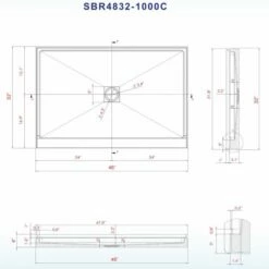 WOODBRIDGE SBR4832-1000C Solid Surface Shower Base With Recessed Trench Side Including Stainless Steel Linear Cover, 48" L X 32" W X 4" H,Center Drain White Color -Woodbridgebath Shop 61dd39b462bb4 thumb 600x600
