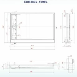 WOODBRIDGE SBR4832-1000L Solid Surface Shower Base With Recessed Trench Side Including Stainless Steel Linear Cover, 48" L X 32" W X 4" H,Left Drain White Color -Woodbridgebath Shop 61dd3c247f777 thumb 600x600