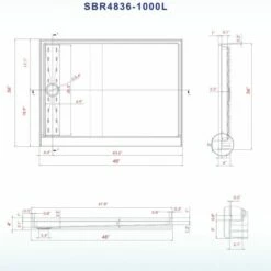 WOODBRIDGE SBR4836-1000L Solid Surface Shower Base With Recessed Trench Side Including Stainless Steel Linear Cover, 48" L X 36" W X4 H,Left Drain White Color -Woodbridgebath Shop 61dd45b603f20 thumb 600x600