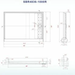 WOODBRIDGE SBR4836-1000R Solid Surface Shower Base With Recessed Trench Side Including Stainless Steel Linear Cover, 48" L X 36" W X4 H,Right Drain White Color -Woodbridgebath Shop 61dd48cf4a036 thumb 600x600