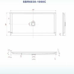 WOODBRIDGE SBR6030-1000C Solid Surface Shower Base With Recessed Trench Side Including Stainless Steel Linear Cover, 60" L X 30" W X 4" H,Center Drain White Color -Woodbridgebath Shop 61dd4b9b8195c thumb 600x600
