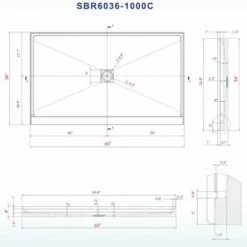 WOODBRIDGE SBR6036-1000C Solid Surface Shower Base With Recessed Trench Side Including Stainless Steel Linear Cover, 60" L X 36" W X 4" H,Center Drain White Color -Woodbridgebath Shop 61dfca2315535 thumb 600x600