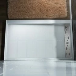 Best Seller WOODBRIDGE SBR6036-1000R Solid Surface Shower Base With Recessed Trench Side Including Stainless Steel Linear Cover, 60" L X 36" W X 4" H,Right Drain White Color -Woodbridgebath Shop 61dfcc4eb57c2 thumb 600x600