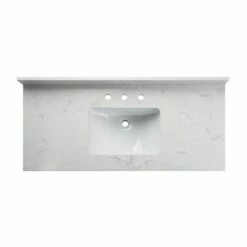 WOODBRIDGE 49"x22" Vanity Top With Single Under Mount Rectangle Bowl, Carrara White Engineered Stone, Pre-drilled With 3-hole For 8-inch Widespread Faucet Set Up Option, CALAVT4922-8 -Woodbridgebath Shop 61e67638b7cad thumb 600x600