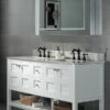 WOODBRIDGE 61" X 22" Vanity Top With Double Under Mount Rectangle Bowls, Carrara White Engineered Stone, Pre-drilled With 3-hole For 8-inch Widespread Faucet Set Up Option, CALAVT6122D-8 -Woodbridgebath Shop 61e676b621376 thumb 600x600