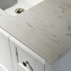 WOODBRIDGE 61" X 22" Vanity Top With Double Under Mount Rectangle Bowls, Carrara White Engineered Stone, Pre-drilled With 3-hole For 8-inch Widespread Faucet Set Up Option, CALAVT6122D-8 -Woodbridgebath Shop 61e676ba05937 thumb 600x600