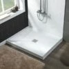 WOODBRIDGE SBR3636-1000C Solid Surface Shower Base With Recessed Trench Side Including Stainless Steel Linear Cover, 36" L X 36" W X 4" H,Center Drain White Color -Woodbridgebath Shop 621738f930ae5 thumb 600x600