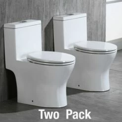 WOODBRIDGEBath T-0031 WOODBRIDGE T-0031 Short Compact Tiny One Piece Toilet With Soft Closing Seat, Small Toilet(2 -Pack)