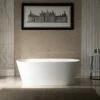 WOODBRIDGE 59 In. X 29 In. Luxury Contemporary Solid Surface Freestanding Bathtub In Matte White -Woodbridgebath Shop 6242bf5e68fe6 thumb 600x600