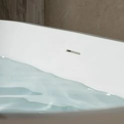 WOODBRIDGE 59 In. X 29 In. Luxury Contemporary Solid Surface Freestanding Bathtub In Matte White -Woodbridgebath Shop 6242bf69370b0 thumb 600x600