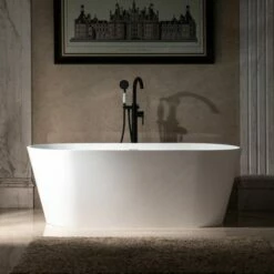 WOODBRIDGE 67 In. X 31.375 In. Luxury Contemporary Solid Surface Freestanding Bathtub In Matte White -Woodbridgebath Shop 6242c49dcf3a3 thumb 600x600