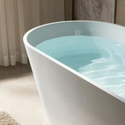 WOODBRIDGE 67 In. X 31.375 In. Luxury Contemporary Solid Surface Freestanding Bathtub In Matte White -Woodbridgebath Shop 6242c49f09054 thumb 600x600