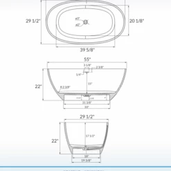WOODBRIDGE 55 In. X 29.5 In. Luxury Contemporary Solid Surface Freestanding Bathtub In Matte White -Woodbridgebath Shop 6242c601c7631 thumb 600x600