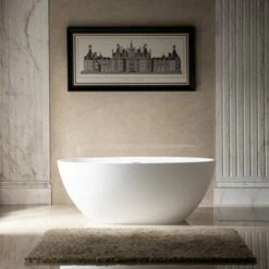 WOODBRIDGE 59 In. X 30.75 In. Luxury Contemporary Solid Surface Freestanding Bathtub In Matte White -Woodbridgebath Shop 6242c9588157b thumb 600x600