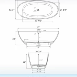 WOODBRIDGE 67 In. X 30.75 In. Luxury Contemporary Solid Surface Freestanding Bathtub In Matte White -Woodbridgebath Shop 6242ca6987454 thumb 600x600