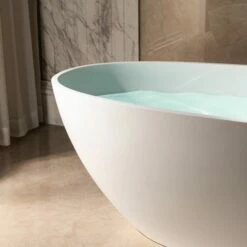 WOODBRIDGE 67 In. X 30.75 In. Luxury Contemporary Solid Surface Freestanding Bathtub In Matte White -Woodbridgebath Shop 6242ca6f5ff96 thumb 600x600