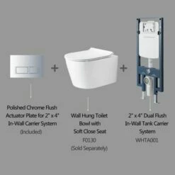 WOODBRIDGE In-Wall 0.8 GPF/1.60 GPF Dual FlusToilet Tank Carrier System For 2 X 4 Stud Installation, WHTA001 -Woodbridgebath Shop 6242ced3125cf thumb 600x600
