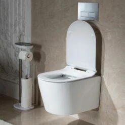 WOODBRIDGE Wall Hung 1.60 GPF/0.8 GPF Dual Flush Elongated Toilet With In-Wall Tank And Carrier System. F0130 + WHTA001 -Woodbridgebath Shop 6244147c9389f thumb 600x600