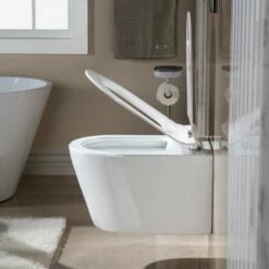 WOODBRIDGE Wall Hung 1.60 GPF/0.8 GPF Dual Flush Elongated Toilet With In-Wall Tank And Carrier System. F0130 + WHTA001 -Woodbridgebath Shop 6244147e04a80 thumb 600x600