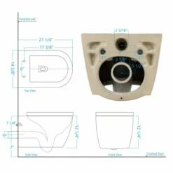 WOODBRIDGE Wall Hung 1.60 GPF/0.8 GPF Dual Flush Elongated Toilet With In-Wall Tank And Carrier System. F0130 + WHTA001 -Woodbridgebath Shop 62441480e0aa7 thumb 600x600