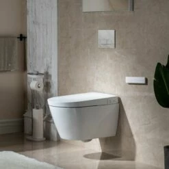 WOODBRIDGE Intelligent Compact Elongated Dual-flush Wall Hung Toilet With Bidet Wash Function, Heated Seat & Dryer. Matching Concealed Tank System And White Marble Stone Slim Flush Plates Included.LT611 + SWHT611+FP611-WH -Woodbridgebath Shop 62441725d7cf6 thumb 600x600