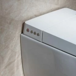 WOODBRIDGE Intelligent Compact Elongated Dual-flush Wall Hung Toilet With Bidet Wash Function, Heated Seat & Dryer. Matching Concealed Tank System And White Marble Stone Slim Flush Plates Included.LT611 + SWHT611+FP611-WH -Woodbridgebath Shop 6244172f85bbf thumb 600x600