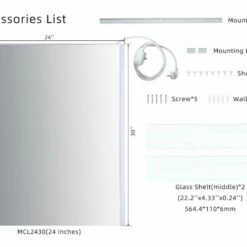 Best Seller WOODBRIDGE Contemporary 24”W X 30"H Surface Mount Frameless One Door Medicine Cabinet With Mirror Defogger And Soft Close Hinges, MCL2430 -Woodbridgebath Shop 626266f207846 thumb 600x600