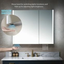 WOODBRIDGE Contemporary 36”W X 30"H Surface Mount Frameless 2 Doors Medicine Cabinet With Mirror Defogger And Soft Close Hinges, MCL3630 -Woodbridgebath Shop 62626908709b7 thumb 600x600