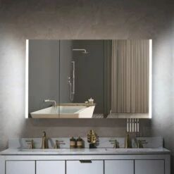 WOODBRIDGE Contemporary 48”W X 30"H Surface Mount Frameless Tri View Medicine Cabinet With Mirror Defogger And Soft Close Hinges, MCL4830