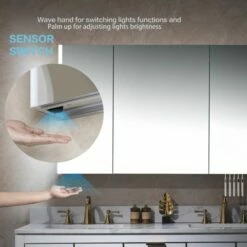 WOODBRIDGE Contemporary 48”W X 30"H Surface Mount Frameless Tri View Medicine Cabinet With Mirror Defogger And Soft Close Hinges, MCL4830 -Woodbridgebath Shop 62626a22bf5bd thumb 600x600