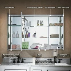 WOODBRIDGE Contemporary 48”W X 30"H Surface Mount Frameless Tri View Medicine Cabinet With Mirror Defogger And Soft Close Hinges, MCL4830 -Woodbridgebath Shop 62626a24c67fd thumb 600x600
