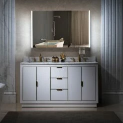 WOODBRIDGE Contemporary 48”W X 30"H Surface Mount Frameless Tri View Medicine Cabinet With Mirror Defogger And Soft Close Hinges, MCL4830 -Woodbridgebath Shop 62626a2639bc9 thumb 600x600