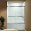 WOODBRIDGE Frameless Bathtub Shower Doors 56-60" Width X 62"Height With 5/16"(8mm) Clear Tempered Glass, 2 Ways Opening & Double Sliding In Brushed Nickel Finish -Woodbridgebath Shop 626658dba2b6a thumb 600x600