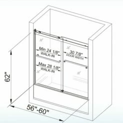 WOODBRIDGE Frameless Bathtub Shower Doors 56-60" Width X 62"Height With 5/16"(8mm) Clear Tempered Glass, 2 Ways Opening & Double Sliding In Brushed Nickel Finish -Woodbridgebath Shop 626658dc33046 thumb 600x600