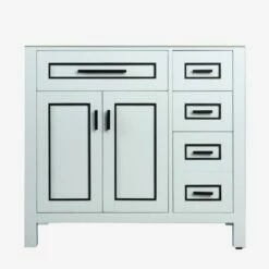 WOODBRIDGE Milan 36"x21"x33" Solid Wood Bath Vanities Cabinet Only With Drawers On Right, Without Top, White, Milan 3621R-WH -Woodbridgebath Shop 626667f4d9e5a thumb 600x600