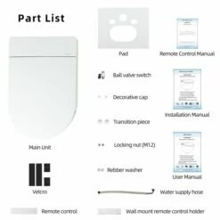 WOODBRIDGE Intelligent Compact Elongated Dual-flush Wall Hung Toilet With Bidet Wash Function, Heated Seat & Dryer. Matching Concealed Tank System And White Marble Stone Slim Flush Plates Included.LT611 + SWHT611+FP611-WH -Woodbridgebath Shop 626a3dd94f36e thumb 600x600