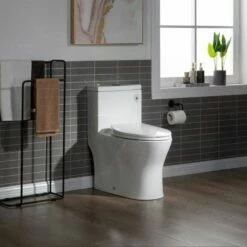 WOODBRIDGE Moder Design, Elongated One Piece Toilet Dual Flush 1.0/1.6 GPF,with Soft Closing Seat, White, T-0032 -Woodbridgebath Shop 628edb3484013 thumb 600x600