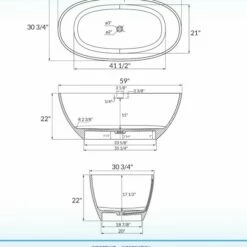 WOODBRIDGE 59 In. X 30.75 In. Luxury Contemporary Solid Surface Freestanding Bathtub In Matte White -Woodbridgebath Shop 62a851031f1b0 thumb 600x600