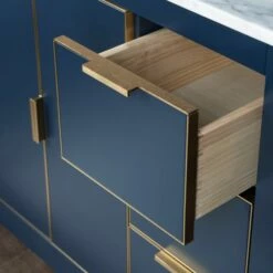 WOODBRIDGE Venice 60"x21"x33" Solid Wood Bath Vanities Side Cabinet In Navy Blue With Gold Trim And Carrara Marble Vanity Top Cabinet With 3 Pre-Drilled Holes For 8-inch Widespread Faucet. -Woodbridgebath Shop 62b18ea84e5df thumb 600x600