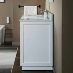 WOODBRIDGE Venice 60"x21"x33" Solid Wood Bath Vanities Side Cabinet In White With Brushed Nickel Trim And Engineered Stone Composite Vanity Top In Fish Belly White With 3 Pre-Drilled Holes For 8-inch Widespread Faucet. -Woodbridgebath Shop 62b278406629e thumb 600x600