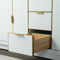 WOODBRIDGE Venice 60"x21"x33" Solid Wood Bath Vanities Side Cabinet In White With Gold Trim And Engineered Stone Composite Vanity Top In Dark Gray With 3 Pre-Drilled Holes For 8-inch Widespread Faucet. -Woodbridgebath Shop 62b27a4a10744 thumb 600x600