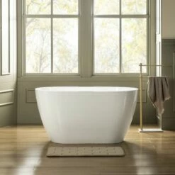 WOODBRIDGE 48" Acrylic Freestanding Bathtub Contemporary Soaking With Brushed Nickel Overflow And Drain,White Tub, B1703-B/N-Drain&O -Woodbridgebath Shop 62b57670cfc2b thumb 600x600