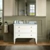 WOODBRIDGE Roma 43"x22"x38" Solid Wood Bath Vanity In White With Gold Hardware And Carrara Engineered Stone Composite Vanity Top With 3 Pre-Drilled Holes, Roma-4221-White+CALAVT4322D-8 -Woodbridgebath Shop 62cbeae179e69 thumb 600x600