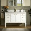 WOODBRIDGE Roma 49"x22"x38" Solid Wood Bath Vanity In White With Gold Hardware And Carrara Marble Top With Pre-Drilled Hole For Single Hole Faucet, Roma-4821-White+CAVT4922D-1 -Woodbridgebath Shop 62cbf27ca0850 thumb 600x600