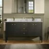 WOODBRIDGE Roma 61"x22"x38" Solid Wood Bath Vanity In Espresso With Gold Hardware And Carrara Marble Top With Pre-Drilled Hole For Single Hole Faucet, Roma-6021-Espresso+CAVT6122D-1 -Woodbridgebath Shop 62cbf590a26f2 thumb 600x600