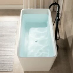 WOODBRIDGE 59 In. X 27.5 In. Luxury Contemporary Solid Surface Freestanding Bathtub In Matte White -Woodbridgebath Shop 62ce722b3ef1a thumb 600x600